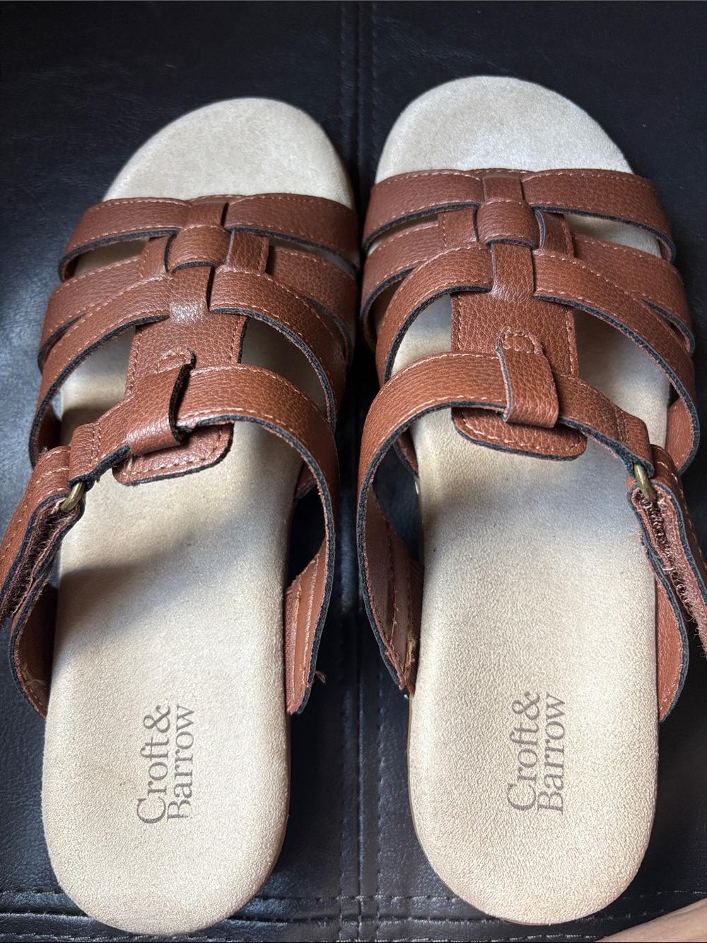 croft & barrow Tan Brown Woven Slide Sandals